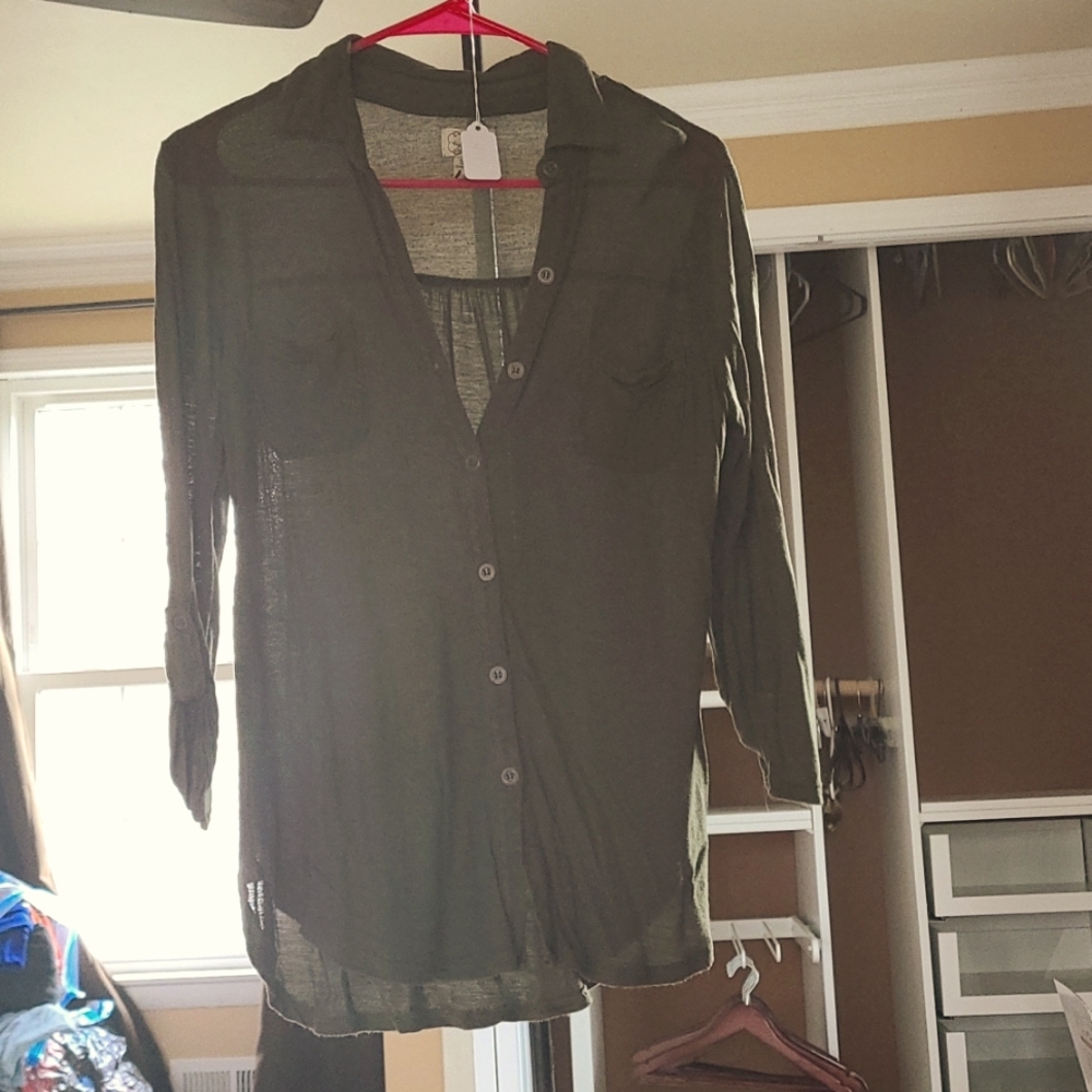 Forest green button up shirt